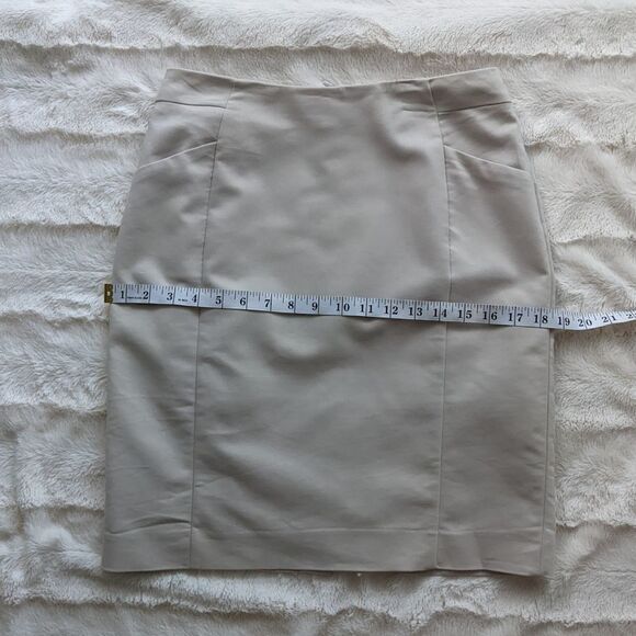 H&M beige cotton blend pencil skirt lined size 8 B1 - Picture 6 of 9